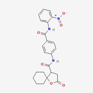 molecular formula C23H23N3O6 B4178254 N-[4-[(2-nitrophenyl)carbamoyl]phenyl]-2-oxo-1-oxaspiro[4.5]decane-4-carboxamide 