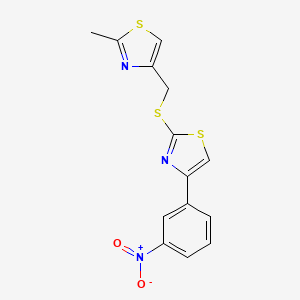 molecular formula C14H11N3O2S3 B4178263 2-Methyl-4-[[4-(3-nitrophenyl)-1,3-thiazol-2-yl]sulfanylmethyl]-1,3-thiazole 