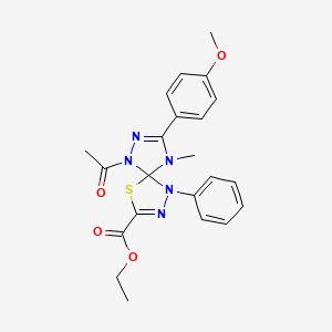 molecular formula C22H23N5O4S B4178274 Ethyl 6-acetyl-8-(4-methoxyphenyl)-9-methyl-4-phenyl-1-thia-3,4,6,7,9-pentazaspiro[4.4]nona-2,7-diene-2-carboxylate 