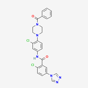 molecular formula C26H22Cl2N6O2 B4178304 N-[4-(4-benzoylpiperazin-1-yl)-3-chlorophenyl]-2-chloro-5-(1,2,4-triazol-4-yl)benzamide 
