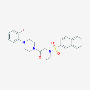 molecular formula C24H26FN3O3S B4178347 N-ethyl-N-{2-[4-(2-fluorophenyl)-1-piperazinyl]-2-oxoethyl}-2-naphthalenesulfonamide 