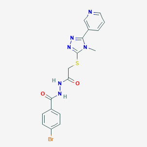 molecular formula C17H15BrN6O2S B417835 N'-[(4-bromophenyl)carbonyl]-2-[(4-methyl-5-pyridin-3-yl-4H-1,2,4-triazol-3-yl)sulfanyl]acetohydrazide 