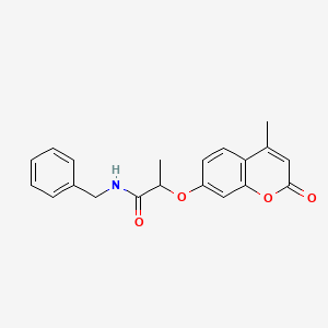 molecular formula C20H19NO4 B4178424 N-benzyl-2-(4-methyl-2-oxochromen-7-yl)oxypropanamide 