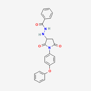 molecular formula C23H19N3O4 B4178506 N'-[2,5-dioxo-1-(4-phenoxyphenyl)pyrrolidin-3-yl]benzohydrazide 