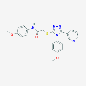 molecular formula C23H21N5O3S B417853 N-(4-methoxyphenyl)-2-{[4-(4-methoxyphenyl)-5-(3-pyridinyl)-4H-1,2,4-triazol-3-yl]sulfanyl}acetamide 