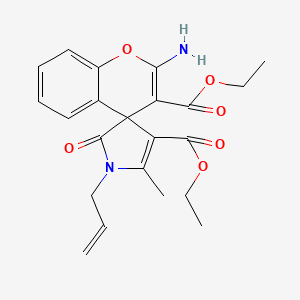 molecular formula C22H24N2O6 B4178588 Diethyl 2-amino-2'-methyl-5'-oxo-1'-prop-2-enylspiro[chromene-4,4'-pyrrole]-3,3'-dicarboxylate 