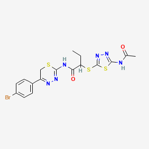 molecular formula C17H17BrN6O2S3 B4178661 N-[5-(4-Bromophenyl)-6H-1,3,4-thiadiazin-2-YL]-2-[(5-acetamido-1,3,4-thiadiazol-2-YL)sulfanyl]butanamide 