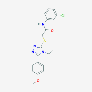molecular formula C19H19ClN4O2S B417868 N-(3-chlorophenyl)-2-{[4-ethyl-5-(4-methoxyphenyl)-4H-1,2,4-triazol-3-yl]sulfanyl}acetamide CAS No. 485342-50-5