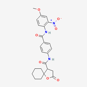 molecular formula C24H25N3O7 B4178686 N-[4-[(4-methoxy-2-nitrophenyl)carbamoyl]phenyl]-2-oxo-1-oxaspiro[4.5]decane-4-carboxamide 