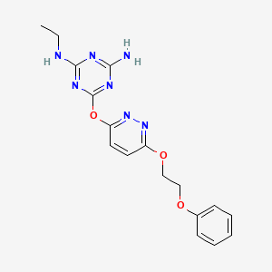 molecular formula C17H19N7O3 B4178709 N2-ETHYL-6-{[6-(2-PHENOXYETHOXY)PYRIDAZIN-3-YL]OXY}-1,3,5-TRIAZINE-2,4-DIAMINE 