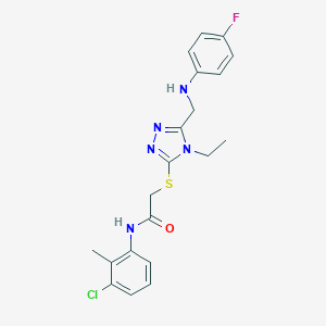 molecular formula C20H21ClFN5OS B417877 N-(3-chloro-2-methylphenyl)-2-[[4-ethyl-5-[(4-fluoroanilino)methyl]-1,2,4-triazol-3-yl]sulfanyl]acetamide 