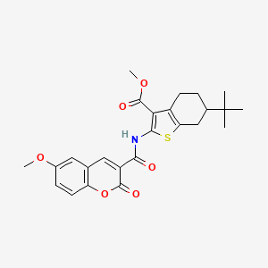 molecular formula C25H27NO6S B4178788 Methyl 6-tert-butyl-2-[(6-methoxy-2-oxochromene-3-carbonyl)amino]-4,5,6,7-tetrahydro-1-benzothiophene-3-carboxylate 