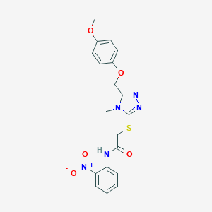 molecular formula C19H19N5O5S B417882 N-{2-nitrophenyl}-2-({5-[(4-methoxyphenoxy)methyl]-4-methyl-4H-1,2,4-triazol-3-yl}sulfanyl)acetamide 