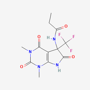 molecular formula C12H13F3N4O4 B4178842 N-[1,3-DIMETHYL-2,4,6-TRIOXO-5-(TRIFLUOROMETHYL)-1H,2H,3H,4H,5H,6H,7H-PYRROLO[2,3-D]PYRIMIDIN-5-YL]PROPANAMIDE 