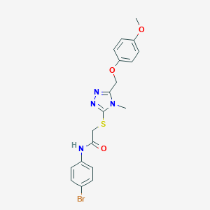 molecular formula C19H19BrN4O3S B417885 N-(4-bromophenyl)-2-({5-[(4-methoxyphenoxy)methyl]-4-methyl-4H-1,2,4-triazol-3-yl}sulfanyl)acetamide 