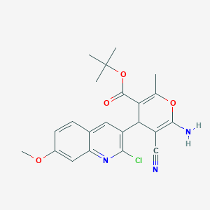 molecular formula C22H22ClN3O4 B417898 1,1-dimethylethyl 6-amino-4-[2-chloro-7-(methyloxy)quinolin-3-yl]-5-cyano-2-methyl-4H-pyran-3-carboxylate 