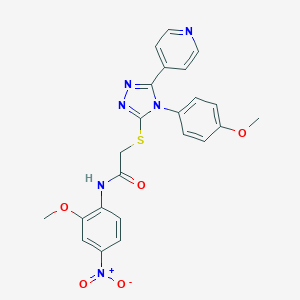 molecular formula C23H20N6O5S B417904 N-{4-nitro-2-methoxyphenyl}-2-{[4-(4-methoxyphenyl)-5-(4-pyridinyl)-4H-1,2,4-triazol-3-yl]sulfanyl}acetamide 