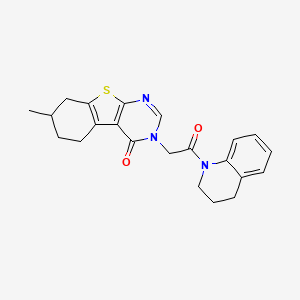 molecular formula C22H23N3O2S B4179099 3-[2-(3,4-dihydro-2H-quinolin-1-yl)-2-oxoethyl]-7-methyl-5,6,7,8-tetrahydro-[1]benzothiolo[2,3-d]pyrimidin-4-one 