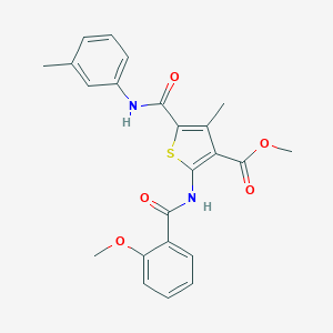 molecular formula C23H22N2O5S B417914 Methyl 4-methyl-2-({[2-(methyloxy)phenyl]carbonyl}amino)-5-{[(3-methylphenyl)amino]carbonyl}thiophene-3-carboxylate 