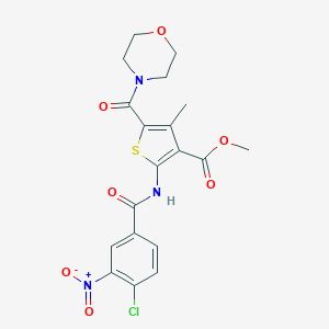 molecular formula C19H18ClN3O7S B417928 Methyl 2-[(4-chloro-3-nitrobenzoyl)amino]-4-methyl-5-(morpholine-4-carbonyl)thiophene-3-carboxylate 