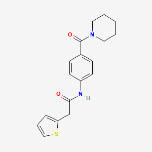 molecular formula C18H20N2O2S B4179421 N-[4-(PIPERIDINE-1-CARBONYL)PHENYL]-2-(THIOPHEN-2-YL)ACETAMIDE 