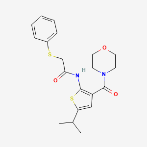 molecular formula C20H24N2O3S2 B4179589 N-[3-(MORPHOLINE-4-CARBONYL)-5-(PROPAN-2-YL)THIOPHEN-2-YL]-2-(PHENYLSULFANYL)ACETAMIDE 