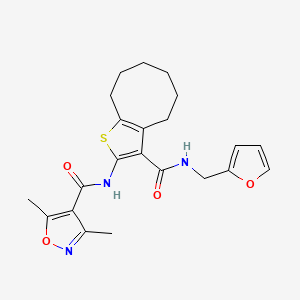 molecular formula C22H25N3O4S B4179615 N-{3-[(2-FURYLMETHYL)CARBAMOYL]-4,5,6,7,8,9-HEXAHYDROCYCLOOCTA[B]THIOPHEN-2-YL}-3,5-DIMETHYL-4-ISOXAZOLECARBOXAMIDE 