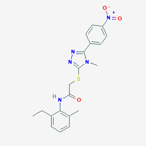 molecular formula C20H21N5O3S B417967 N-(2-ethyl-6-methylphenyl)-2-[(5-{4-nitrophenyl}-4-methyl-4H-1,2,4-triazol-3-yl)sulfanyl]acetamide 