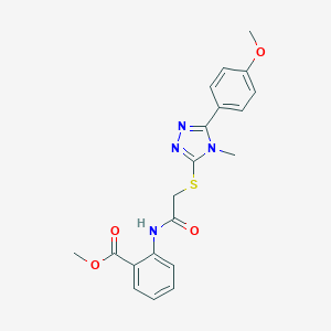 molecular formula C20H20N4O4S B417970 methyl 2-[({[5-(4-methoxyphenyl)-4-methyl-4H-1,2,4-triazol-3-yl]sulfanyl}acetyl)amino]benzoate 