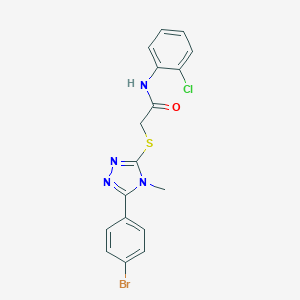 molecular formula C17H14BrClN4OS B417975 2-{[5-(4-bromophenyl)-4-methyl-4H-1,2,4-triazol-3-yl]sulfanyl}-N-(2-chlorophenyl)acetamide 