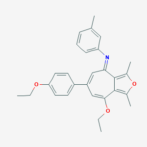 molecular formula C28H29NO3 B417978 N-[8-ETHOXY-6-(4-ETHOXYPHENYL)-1,3-DIMETHYL-4H-CYCLOHEPTA[C]FURAN-4-YLIDEN]-N-(3-METHYLPHENYL)AMINE 
