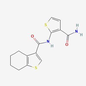 molecular formula C14H14N2O2S2 B4179793 N-(3-CARBAMOYL-2-THIENYL)-4,5,6,7-TETRAHYDRO-1-BENZOTHIOPHENE-3-CARBOXAMIDE 