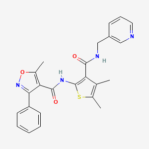 molecular formula C24H22N4O3S B4179800 N-{4,5-DIMETHYL-3-[(3-PYRIDINYLMETHYL)CARBAMOYL]-2-THIENYL}-5-METHYL-3-PHENYL-4-ISOXAZOLECARBOXAMIDE 