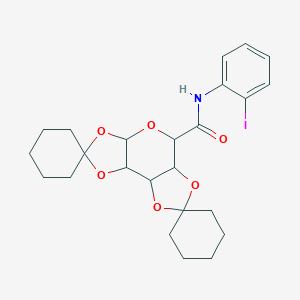 molecular formula C24H30INO6 B417994 N'-(2-iodophenyl)-5',5'a,8'a,8'b-tetrahydro-dispiro(cylohexane-1,2'-3aH-di[1,3]dioxolo[4,5-b:4,5-d]pyran-7',1''-cyclohexane)-5'-carboxamide 