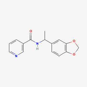 molecular formula C15H14N2O3 B4179972 N-[1-(1,3-benzodioxol-5-yl)ethyl]pyridine-3-carboxamide 