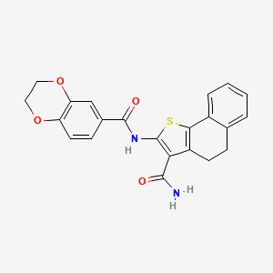 molecular formula C22H18N2O4S B4180098 N-(3-carbamoyl-4,5-dihydrobenzo[g][1]benzothiol-2-yl)-2,3-dihydro-1,4-benzodioxine-6-carboxamide 