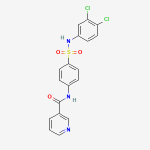 molecular formula C18H13Cl2N3O3S B4180191 N-{4-[(3,4-DICHLOROPHENYL)SULFAMOYL]PHENYL}NICOTINAMIDE 