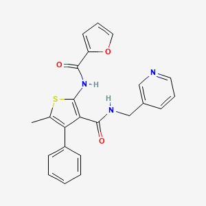 molecular formula C23H19N3O3S B4180303 N-(5-METHYL-4-PHENYL-3-{[(PYRIDIN-3-YL)METHYL]CARBAMOYL}THIOPHEN-2-YL)FURAN-2-CARBOXAMIDE 