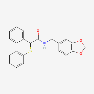 molecular formula C23H21NO3S B4180317 N-[1-(1,3-benzodioxol-5-yl)ethyl]-2-phenyl-2-(phenylsulfanyl)acetamide 