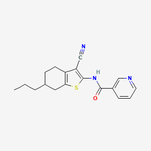 molecular formula C18H19N3OS B4180325 N-(3-cyano-6-propyl-4,5,6,7-tetrahydro-1-benzothiophen-2-yl)pyridine-3-carboxamide 