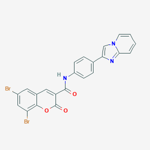 molecular formula C23H13Br2N3O3 B418040 6,8-dibromo-N-(4-imidazo[1,2-a]pyridin-2-ylphenyl)-2-oxo-2H-chromene-3-carboxamide CAS No. 373372-82-8