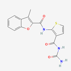 molecular formula C16H13N3O4S B4180405 N-{3-[(CARBAMOYLAMINO)CARBONYL]THIOPHEN-2-YL}-3-METHYL-1-BENZOFURAN-2-CARBOXAMIDE 