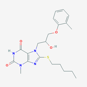 molecular formula C21H28N4O4S B418041 7-(2-HO-3-(2-ME-PHENOXY)PR)-3-ME-8-(PENTYLTHIO)-3,7-DIHYDRO-1H-PURINE-2,6-DIONE 