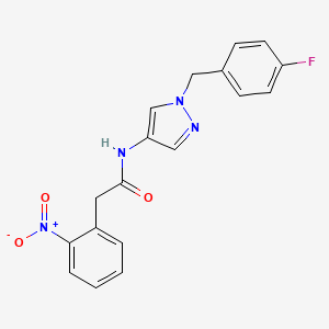 molecular formula C18H15FN4O3 B4180419 N-{1-[(4-FLUOROPHENYL)METHYL]-1H-PYRAZOL-4-YL}-2-(2-NITROPHENYL)ACETAMIDE 