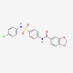 molecular formula C20H15ClN2O5S B4180426 N-{4-[(4-CHLOROPHENYL)SULFAMOYL]PHENYL}-2H-13-BENZODIOXOLE-5-CARBOXAMIDE 