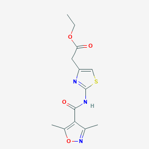 molecular formula C13H15N3O4S B4180440 ETHYL 2-(2-{[(3,5-DIMETHYL-4-ISOXAZOLYL)CARBONYL]AMINO}-1,3-THIAZOL-4-YL)ACETATE 