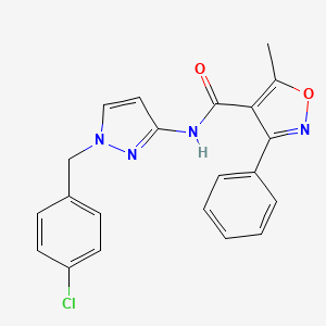 molecular formula C21H17ClN4O2 B4180467 N-(1-(4-Chlorobenzyl)-1H-pyrazol-3-yl)-5-methyl-3-phenylisoxazole-4-carboxamide 
