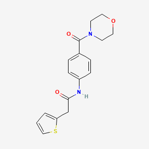 molecular formula C17H18N2O3S B4180472 N-[4-(morpholine-4-carbonyl)phenyl]-2-(thiophen-2-yl)acetamide 