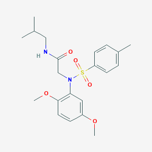 molecular formula C21H28N2O5S B418054 N~2~-(2,5-dimethoxyphenyl)-N~2~-[(4-methylphenyl)sulfonyl]-N-(2-methylpropyl)glycinamide 