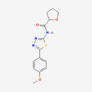 molecular formula C14H15N3O3S B4180541 N-[5-(4-methoxyphenyl)-1,3,4-thiadiazol-2-yl]tetrahydrofuran-2-carboxamide 